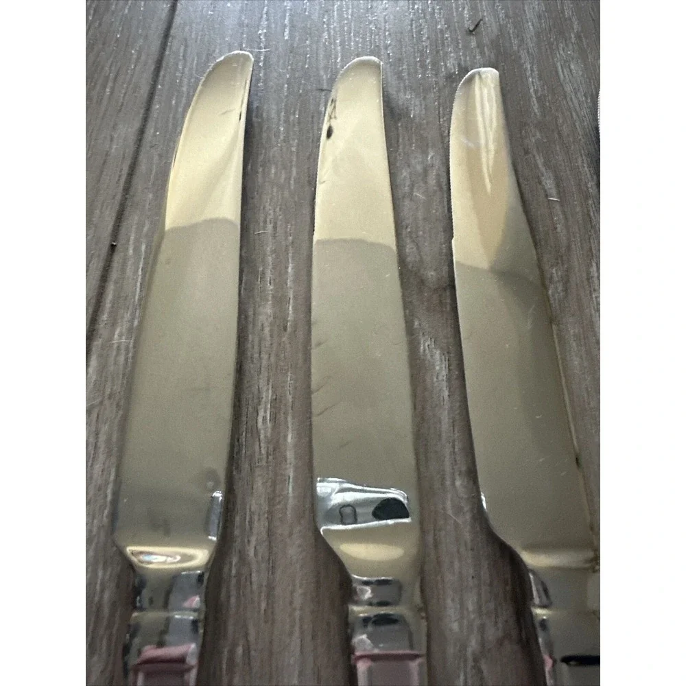 New Oneida‎ SATIN GARNET Set of 5 Dinner Knives 18/10 Stainless Flatware